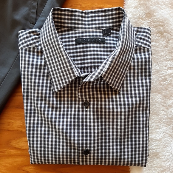 Theory Other - NEW Theory Micro Check Plaid Button Up Shirt NWOT